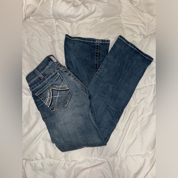 R.E.A.L. Mid Rise Stretch Whipstitch Boot Cut Jean size 27S - Picture 3 of 7